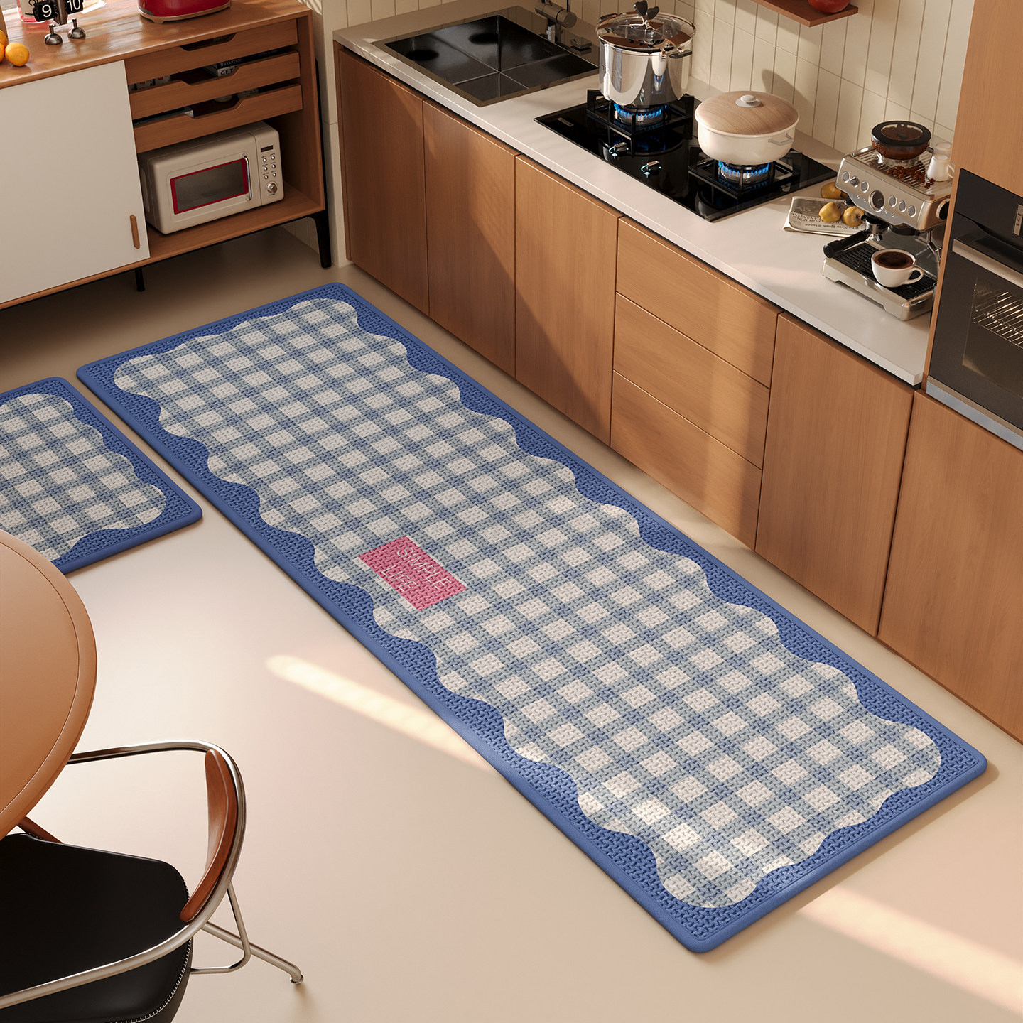 Kitchen special floor mats, household no-wash, water-absorbent, quick-drying floor mats, imitation woven linen, non-slip, dirt-resistant and wear-resistant carpets