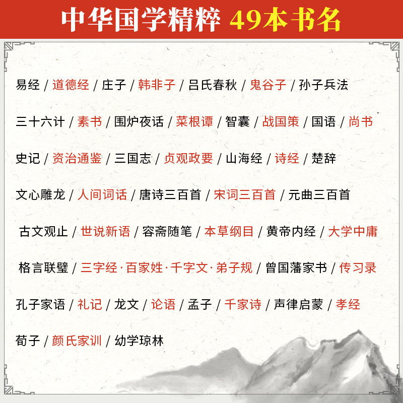 中华国学经典精粹套装正版 传统文学读本孙子兵法三十六计鬼谷子书 易经论语唐诗宋词元曲三百首道德经山海经课外书籍 - 图1