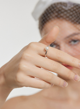 LOVEIXCC25纯银基础款单颗珍珠素圈开口戒指ins博主Fever同款指环