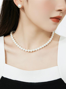 LOVEIXCC经典法式正圆珍珠项链ins博主fever同款高级感复古锁骨链