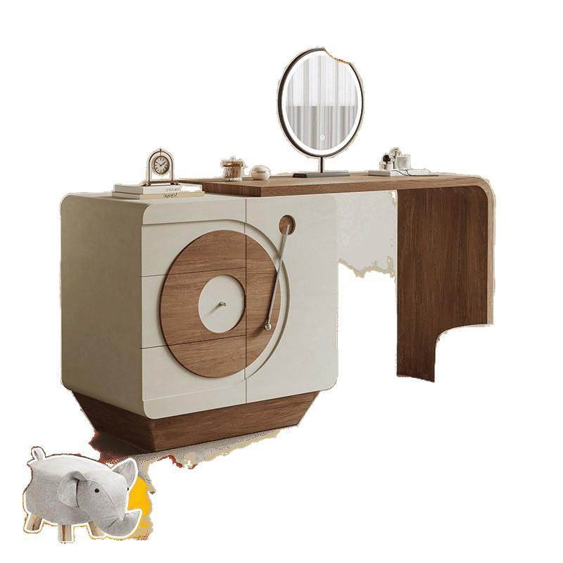 实木梳妆台斗柜一体奶油风小型收纳化妆桌法式复古卧室床尾置物柜,淘宝优惠券,粉丝福利购,淘宝优惠卷