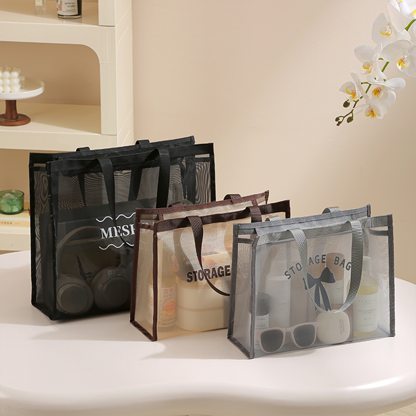 手提网纱托特包透气可沥水洗漱包大容量化妆品收纳包多功能洗浴兜,淘宝优惠券,粉丝福利购,淘宝优惠卷