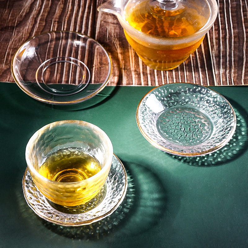 手工玻璃杯莲花透明茶杯垫隔热垫托茶垫茶碟日式防滑茶道茶杯垫托 - 图2
