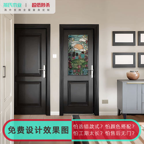 蒂凡尼玻璃门定制法式奶油风主卧单门艺术玻璃门定做珐琅彩玻璃门 - 图3