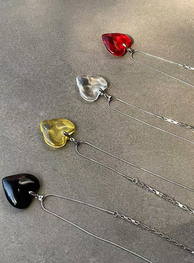 钛钢不掉色长款爱心项链网红个性