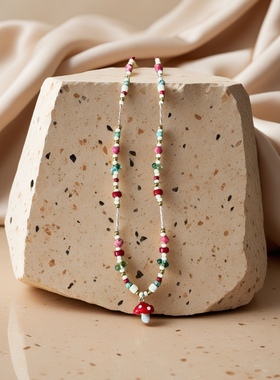 原创设计彩色天然石米珠项链信鸽