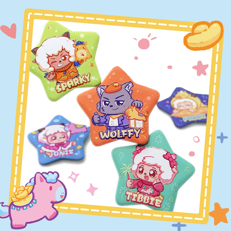 喜羊羊与灰太狼新年徽章可爱多角色马年吧唧官方动漫周边 - 图0