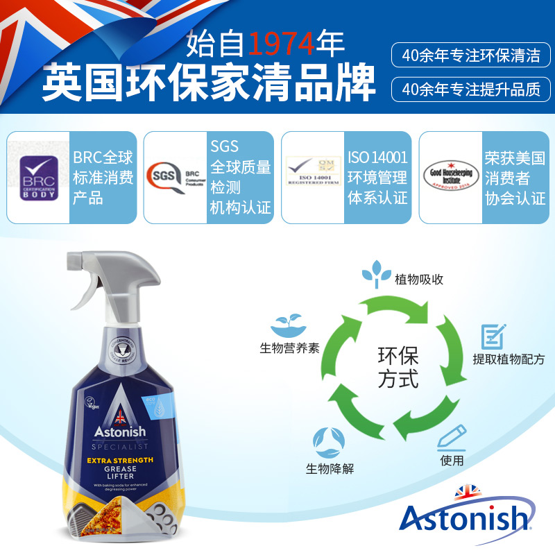 astonish英国进口重油清洁剂浴室清洁剂组合去油污水渍油烟机卫浴