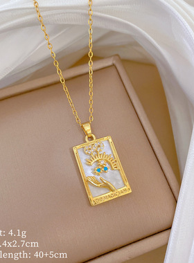 【钛钢】多元素风格铜微镶项链组合女真金电镀Ins网红精致锁骨链