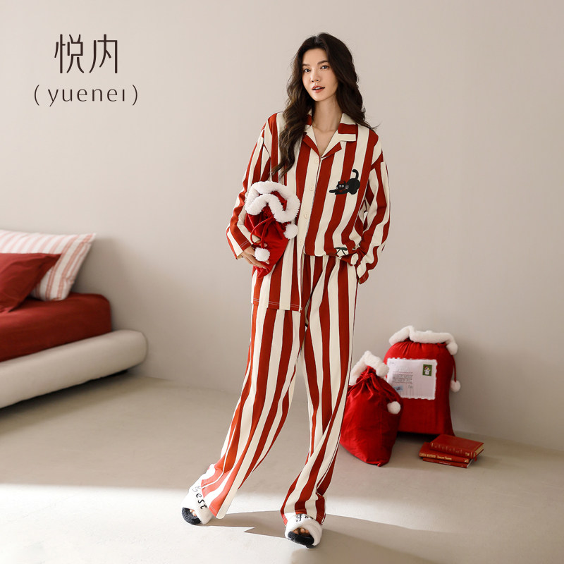 悦内睡衣女春秋款秋季长袖纯棉家居服休闲可外穿本命年大红色新年,淘宝优惠券,粉丝福利购,淘宝优惠卷