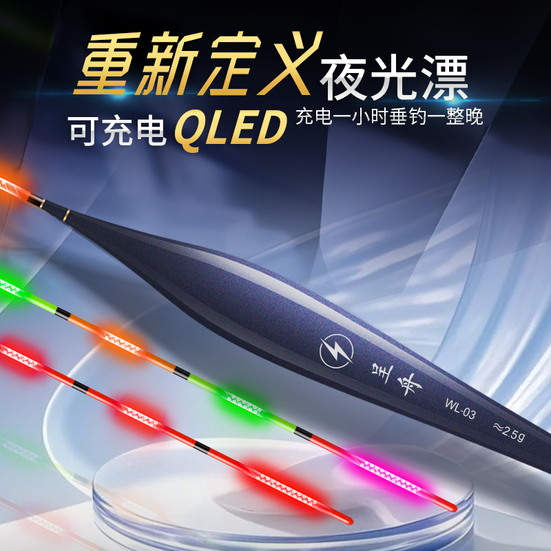 呈舟可充电快充QLED夜光漂恒亮咬钩变色日夜两用真一体浮漂鱼漂 - 图0