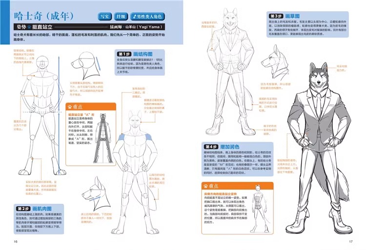 正版现货动物幻想曲1+2类人角色绘画研习课全身比到Q版全套2册兽人角色绘制教程绘画技法新手动漫画画入门自学漫画技法速写素描书-图3