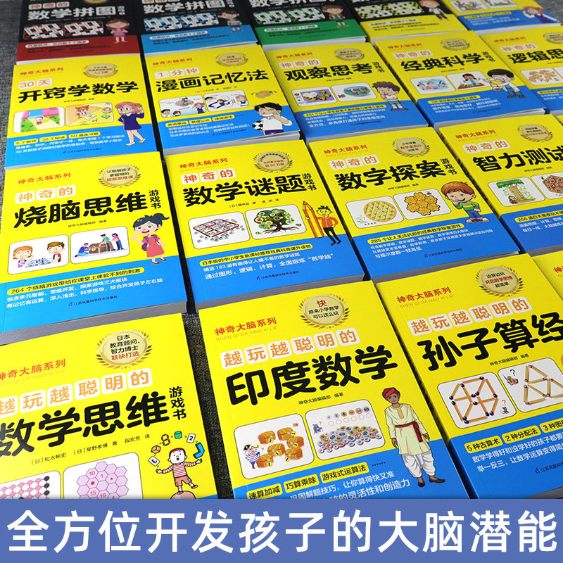 全20册 神奇大脑系列 越玩越聪明系列5册 神奇的数学拼图游戏4册 神奇的游戏书8册 记忆法3册 数学思维游戏 英语单词 益智游戏
