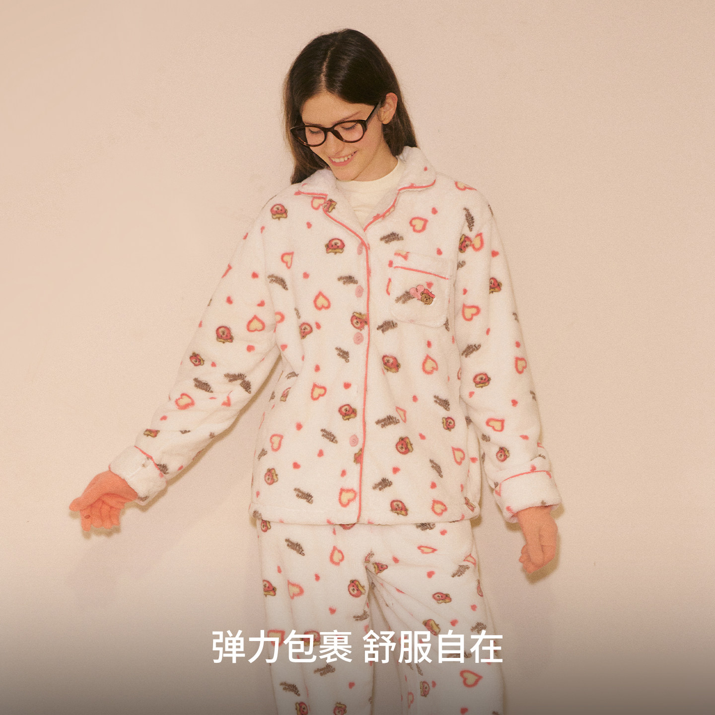 TeenieWeenie睡衣法兰绒秋2025新款冬季加绒女士套装宽松厚家居服,淘宝优惠券,粉丝福利购,淘宝优惠卷