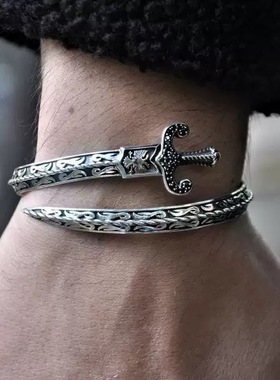 vintage复古宝剑手镯男女高级感小众新中式独特潮流手环配饰个性