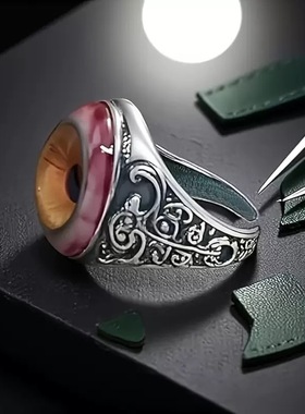 vintage复古窗帘之眼开口戒指男女欧美朋克嘻哈潮流恶魔之眼指环