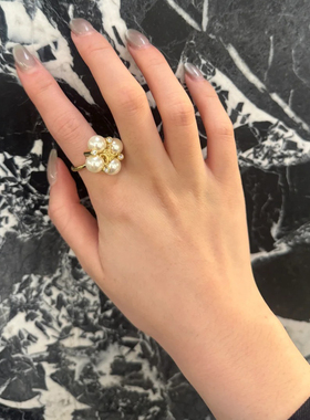 法式气质珍珠镶钻凯旋门戒指