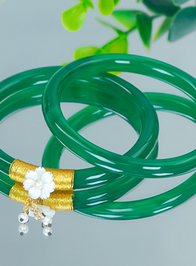 节日礼品送孩子天然玛瑙大气气质流苏花瓣手镯叮当镯一对