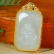 Natural Hetian jade white jade fine waxy bottom carved Buddha statue Ping An Wu Shi brand pendant