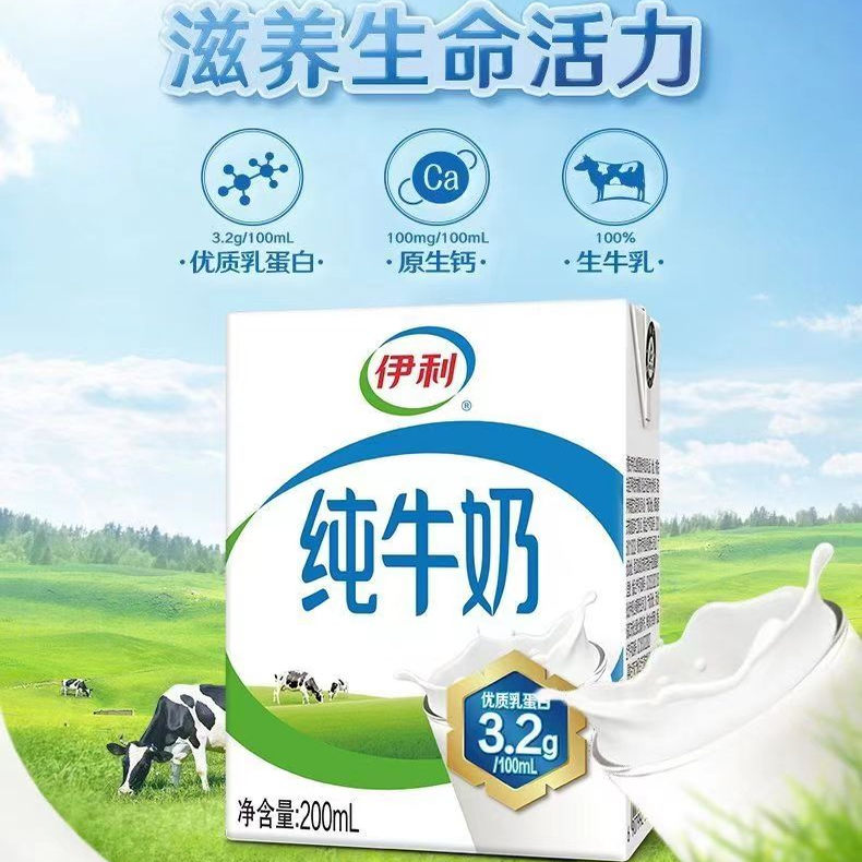 【特惠现货】伊利纯牛奶200ml*24盒营养早餐官方正品