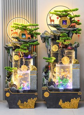 假山流水喷泉循环水摆件客厅办公室内生财庭院招财风水轮落地景观