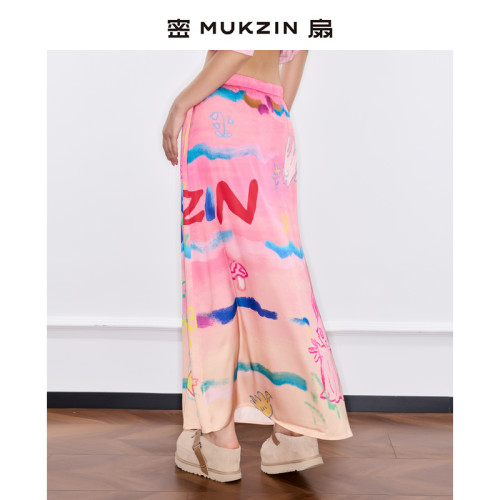 密扇夏季2025新款女【新夏赋系列】缤纷印花半身裙涂鸦艺术感长裙 - 图2