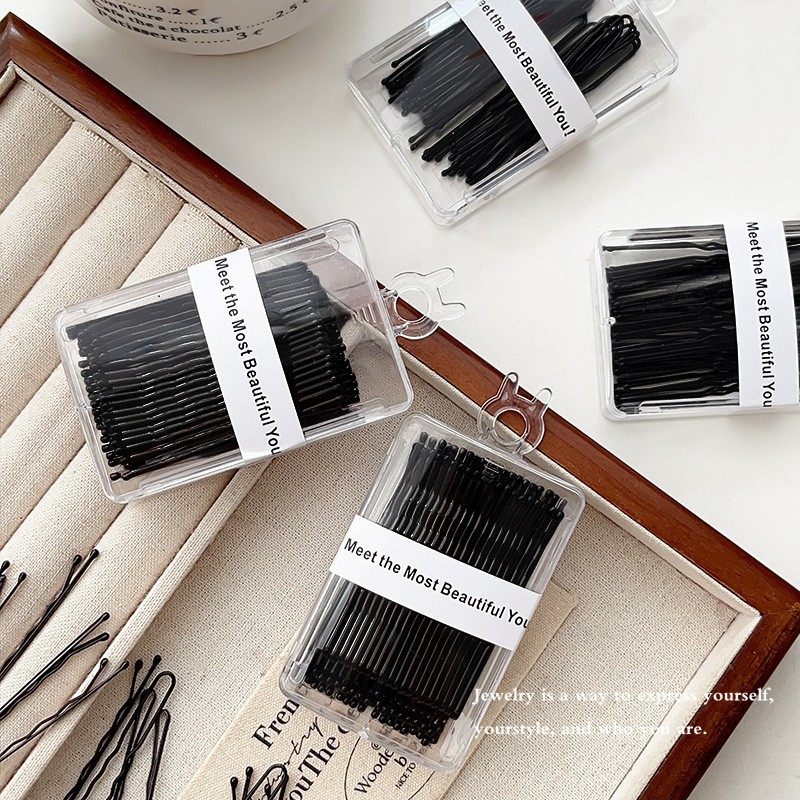 黑色盒装无痕u形碎发固定夹后脑勺盘发隐形发卡丸子头发夹一字夹,淘宝优惠券,粉丝福利购,淘宝优惠卷