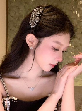 轻奢精致氛围感羽毛发夹侧边边夹