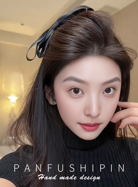 韩国黑色双层蝴蝶结倒插梳发夹