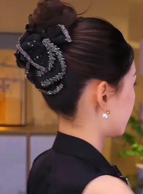 半扎发高级感蝴蝶结抓夹发卡头饰