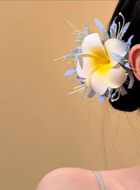 春夏季氛围感仿真鸡蛋花朵发夹