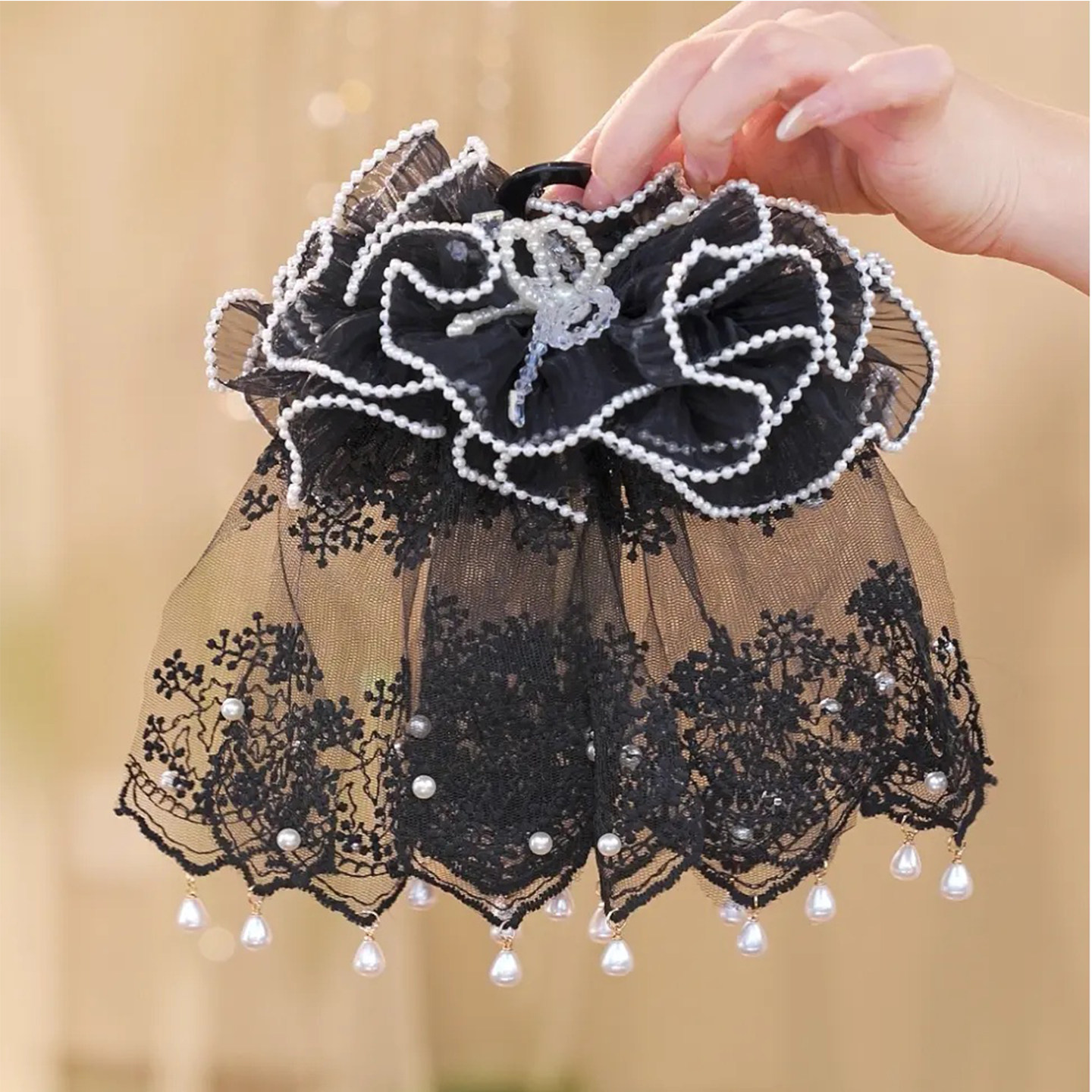 气质高级感蕾丝蝴蝶结抓夹头饰2025新款高端饱满后脑勺头发发夹女,淘宝优惠券,粉丝福利购,淘宝优惠卷