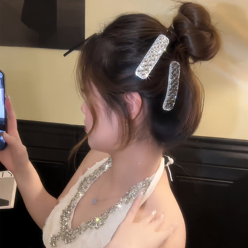 精致侧边闪钻发夹2025新款高端前额刘海碎发bb边夹小夹子头饰女 - 图0
