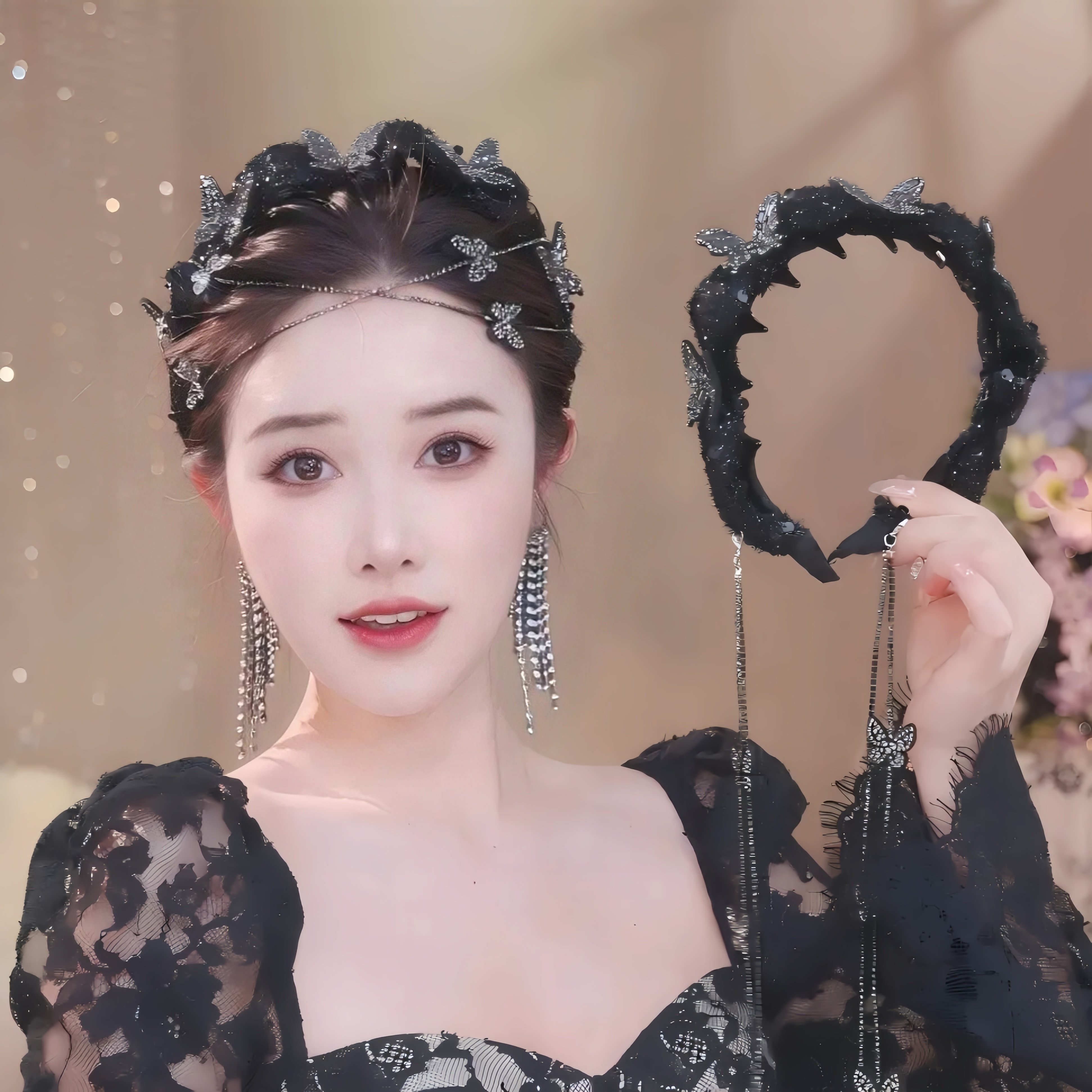 古风盘发蝴蝶流苏发箍女款高级感轻奢发饰2025新款头箍发卡头饰,淘宝优惠券,粉丝福利购,淘宝优惠卷