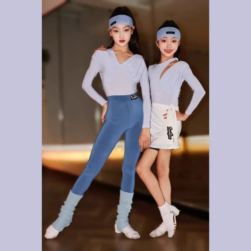 SQ同款拉丁舞服女童冬季新款长袖褶皱连体上衣百搭瑜伽运动裤套装,淘宝优惠券,粉丝福利购,淘宝优惠卷