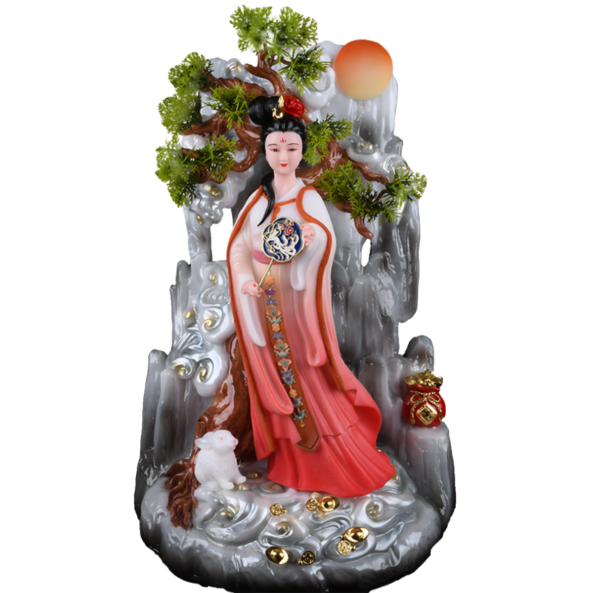 月宫嫦娥玉兔太阴星君神像吴刚桂树美女姻缘后裔平安手工装饰摆件