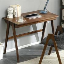 Solid Wood Desk Brief Home Student Computer Desk Day Style Book Room Desk Rubber Wood Desk 1 m Walnuts