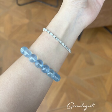 不是海蓝宝 是蓝托帕呀 冰川托帕石手串碎冰冰女生蓝色系