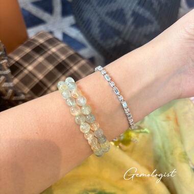 糖果串法天然葡萄石 单圈水晶矿物女生手串夏日清新