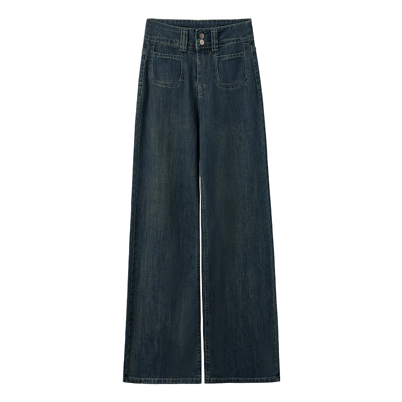 复古窄版阔腿微喇牛仔裤女2025年春秋季新款高腰宽松直筒喇叭裤子,淘宝优惠券,粉丝福利购,淘宝优惠卷