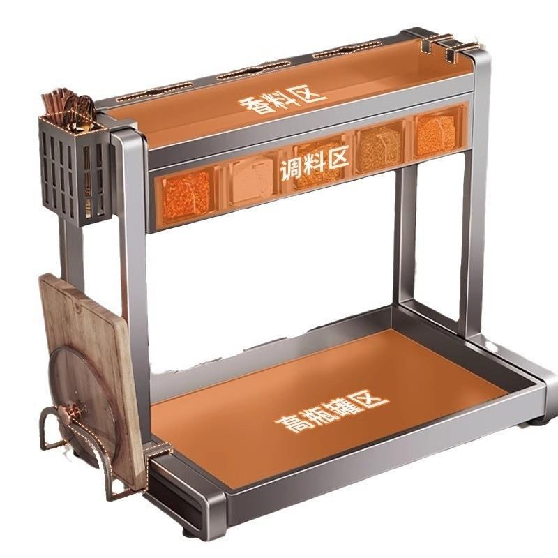 厨房置物架调料架家用调味品多功能刀架筷筒粘板台面多层收纳架子 - 图3