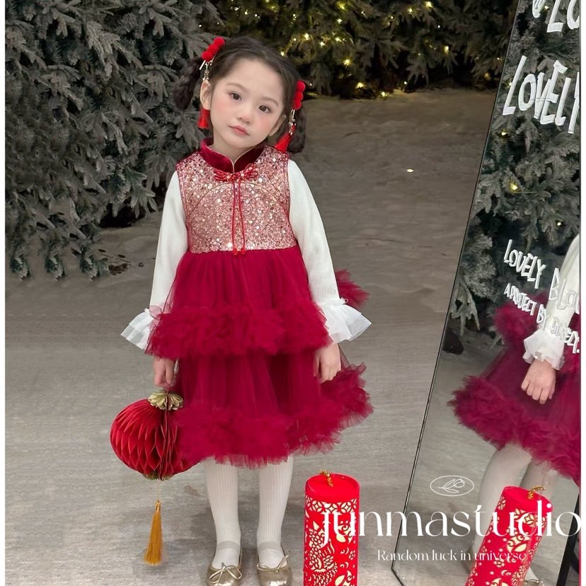 樱桃童装女童儿童宝宝冬装国风加绒背心裙礼服裙拜年裙公主裙,淘宝优惠券,粉丝福利购,淘宝优惠卷