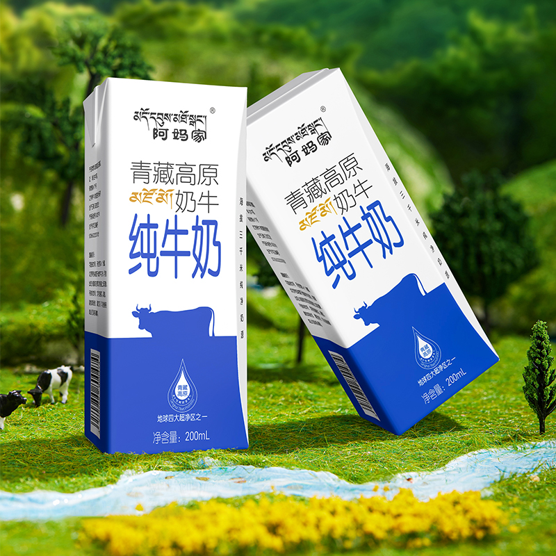 阿妈家青藏高原纯牛奶青海祁连山全脂牛奶200ml*10盒整箱柳叶包装-图2