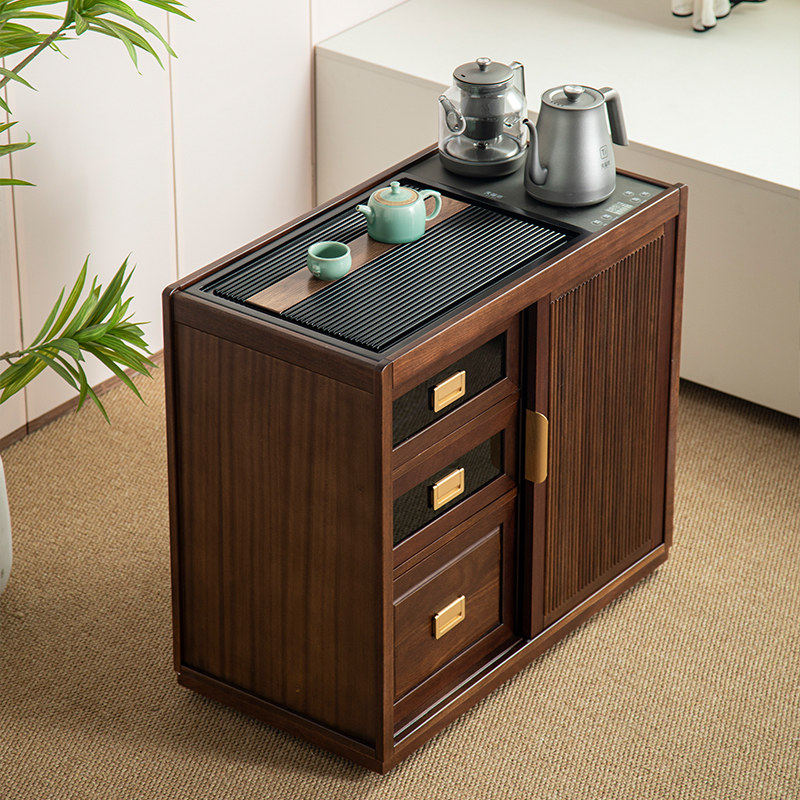 黑胡桃繁花茶水柜实木可移动电木茶台小户型茶桌煮茶边柜沙发边几,淘宝优惠券,粉丝福利购,淘宝优惠卷
