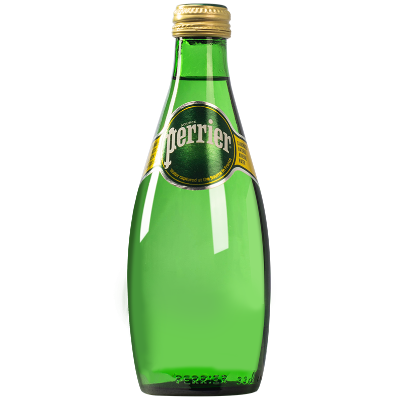 法国perrier巴黎水330ml玻璃小瓶原味柠檬果味苏打水气泡水饮料