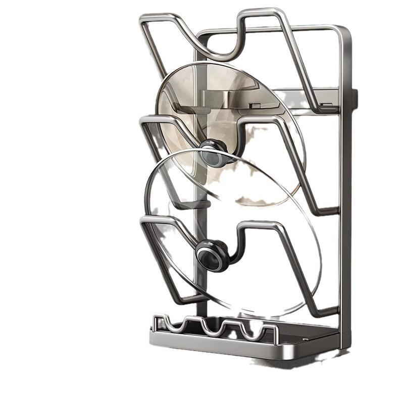 锅盖架子免打孔厨房置物架壁挂式多功能放置器砧板菜板收纳架神器 - 图3