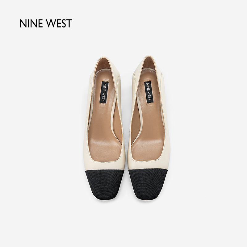 Nine West/玖熙2024年春季新款玛丽珍鞋羊皮圆头粗跟高跟鞋小皮鞋 - 图1