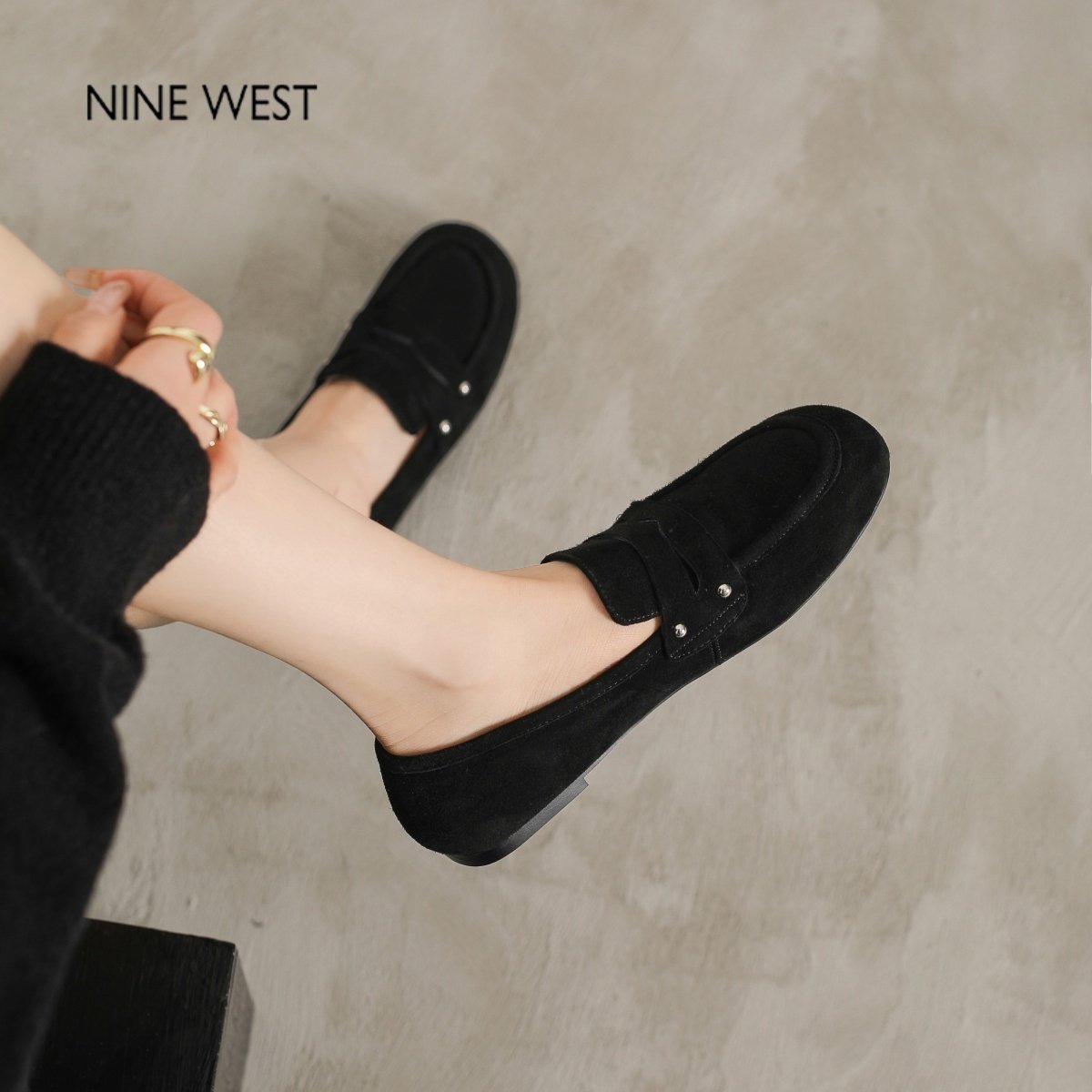 奥莱专供Nine West/玖熙英伦风乐福鞋女一脚蹬平底豆豆鞋休闲单鞋,淘宝优惠券,粉丝福利购,淘宝优惠卷