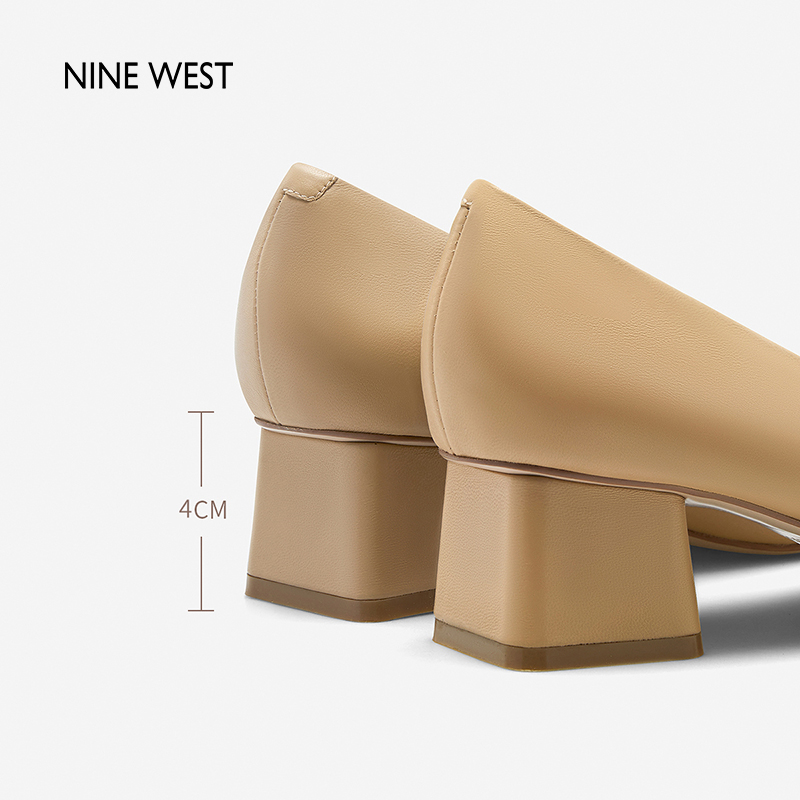 Nine West/玖熙2024年春夏新款单鞋女中跟方头羊皮粗跟女鞋通勤-图2