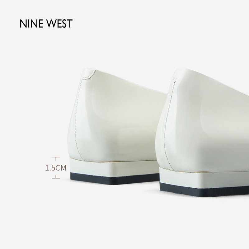 Nine West/玖熙2024年春季新款低跟单鞋女小方头漆皮并行扣带女鞋 - 图2